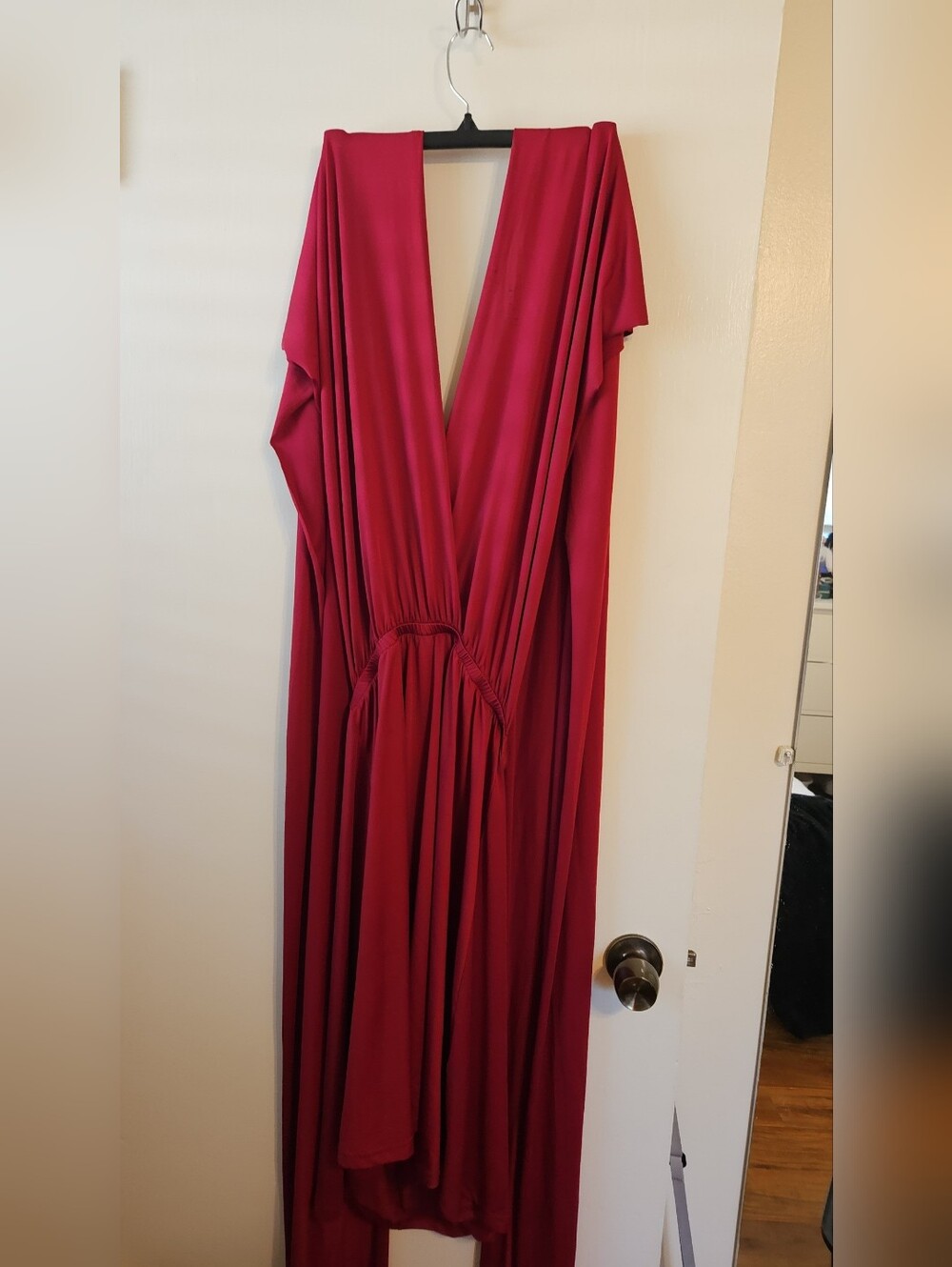Deep V-Neck Convertable Burgundy Red Women’s Dress Large